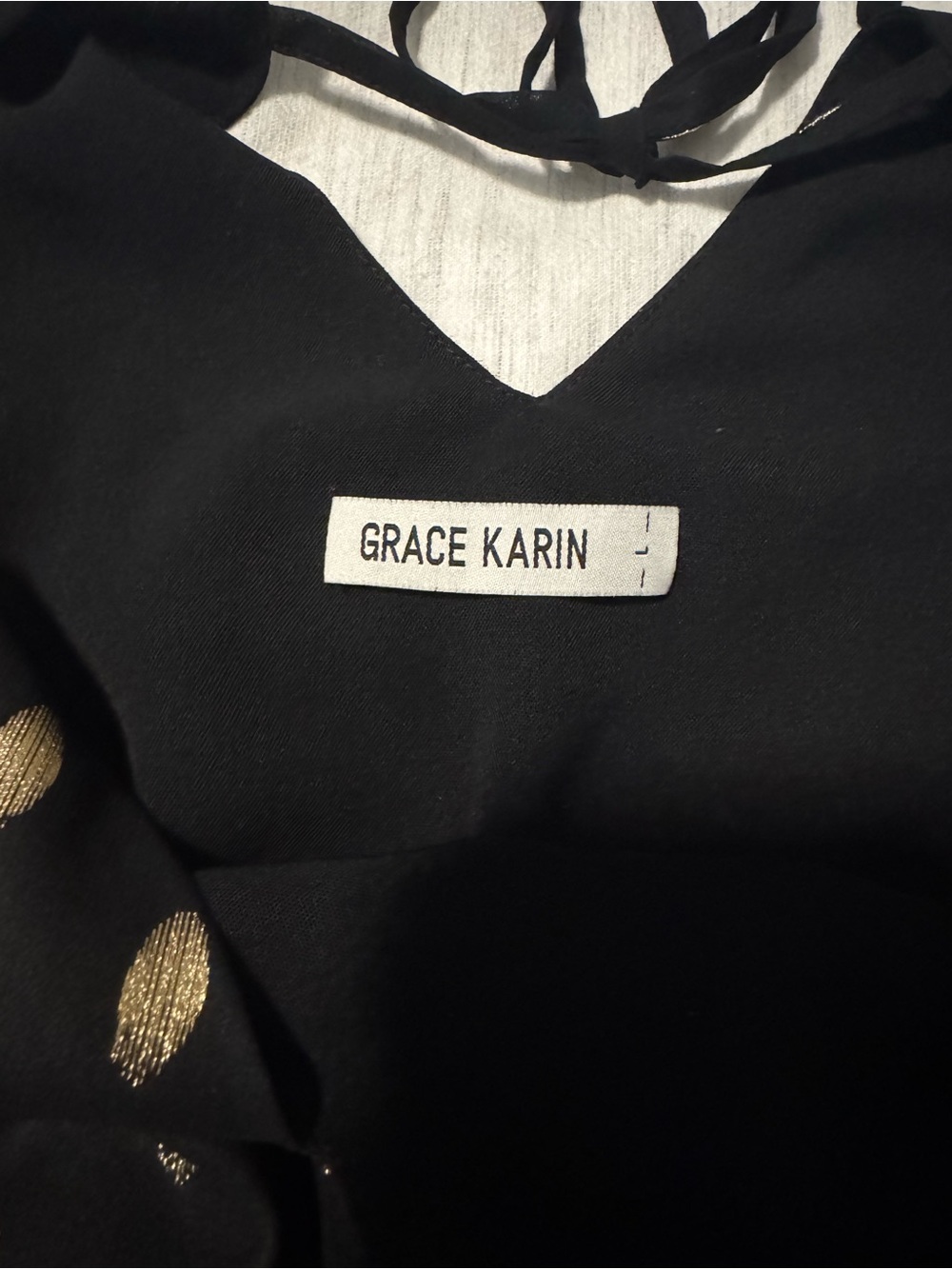 Grace Karin Black Midi Dress with Gold Metallic Dots - Picture 3 of 4